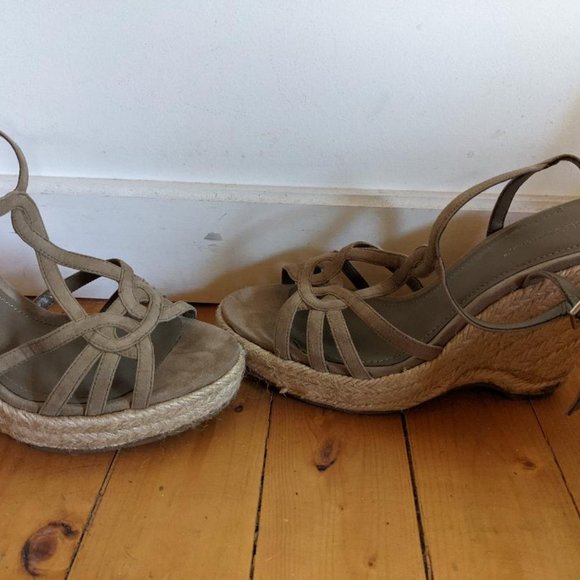 Kahki wedge sandals - Picture 3 of 5